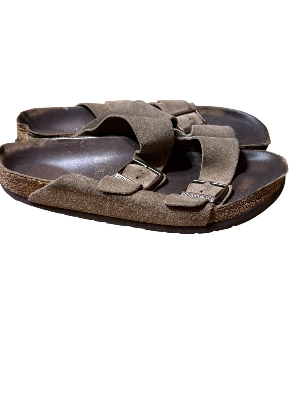 Birkenstock Arizona Soft Footbed Taupe Suede Sandals Size 39 / 8-8.5 Women’s M6 - Picture 4 of 7